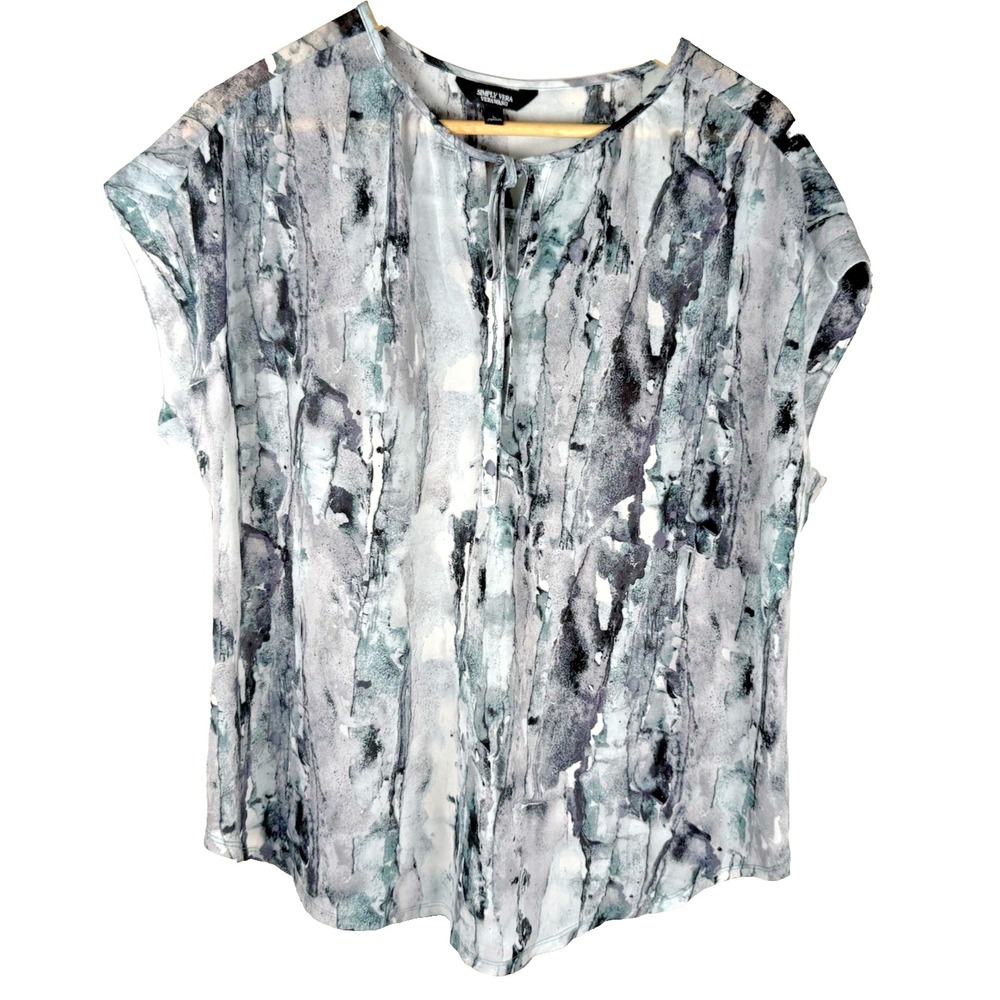 Simply Vera Vera Wang Tie Front Romantic Blouse Top Coquette Watercolor Large